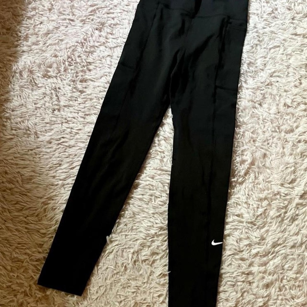 Nike One Classic Dri-Fit Athletic Black‎ Leggings Womens L Fitness Workout Gym